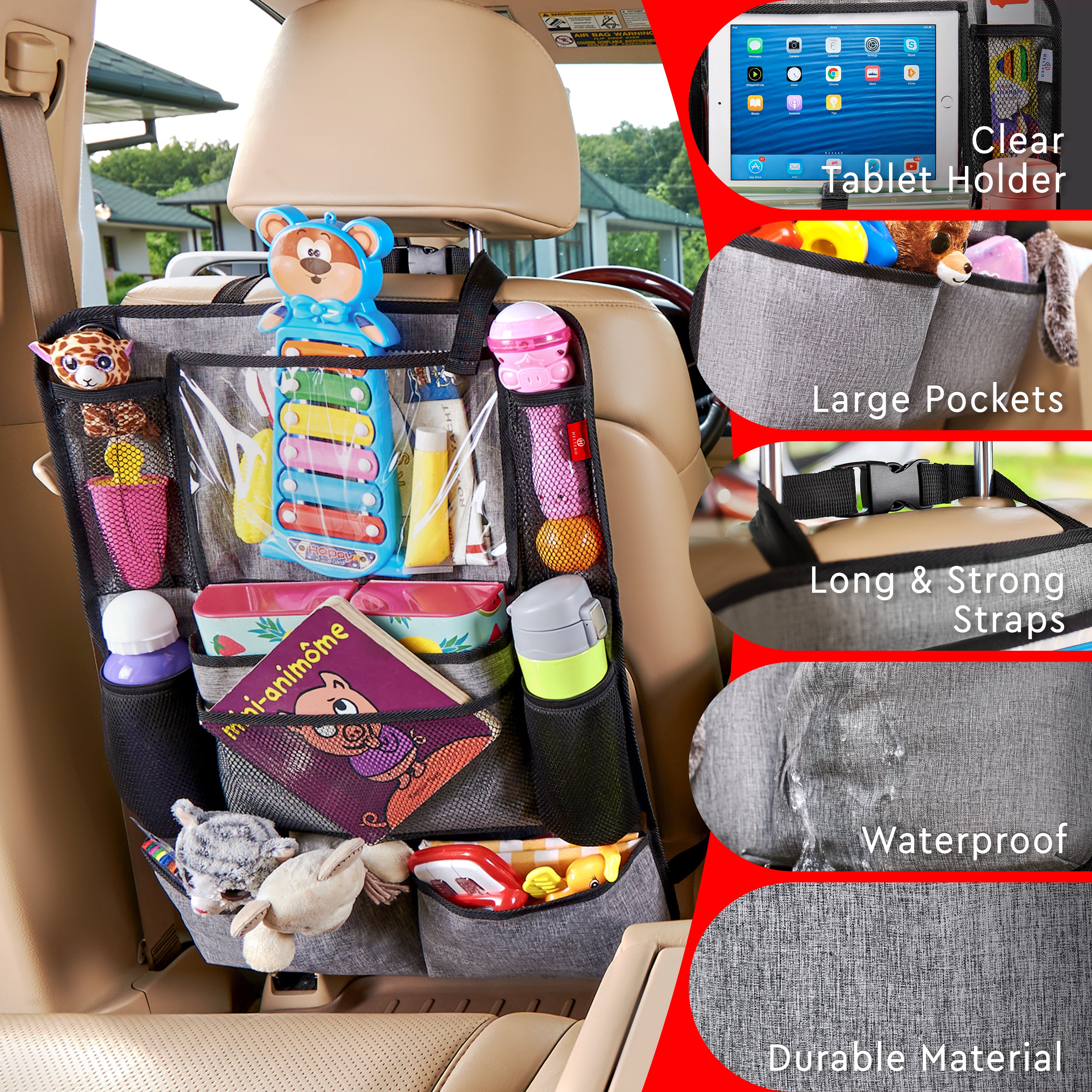 Car Organizer for Backseat (Gray)