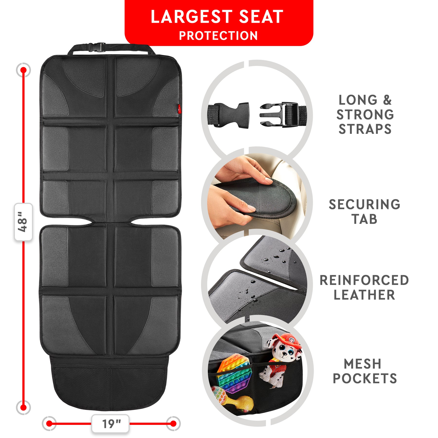 Car Seat Protector (Black)(2 Pack)